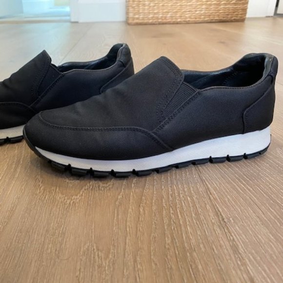 PRADA Nylon Slip-On Sneaker-BLACK- 36.5 - Picture 1 of 10